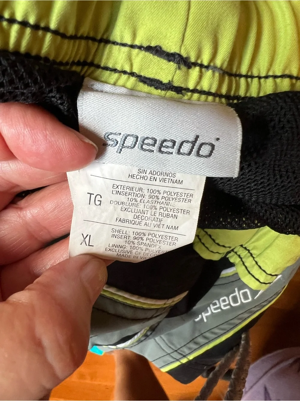Speedo Black and Neon Yellow Men's Swim Shorts